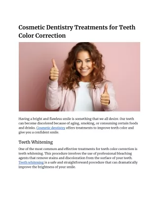 Cosmetic Dentistry Treatments for Teeth Color Correction