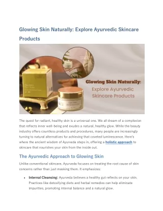 Unlocking Radiance: The Power of Ayurvedic Skincare