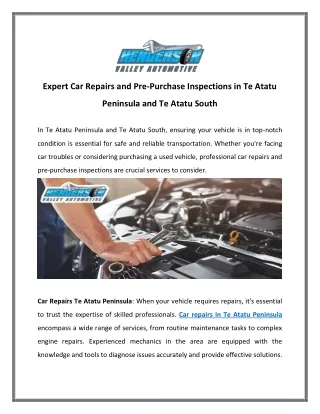 Expert Car Repairs and Pre-Purchase Inspections