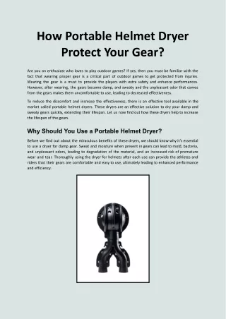 How Portable Helmet Dryer Protect Your Gear