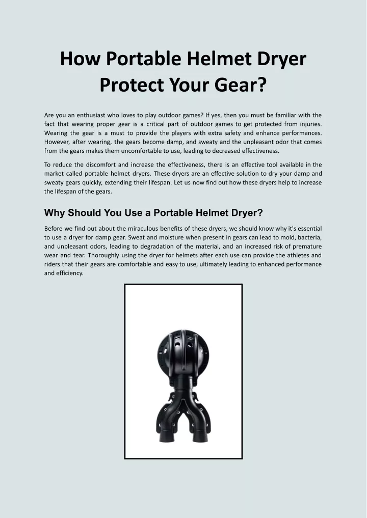 how portable helmet dryer protect your gear