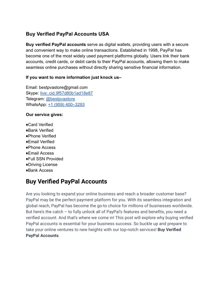 buy verified paypal accounts usa
