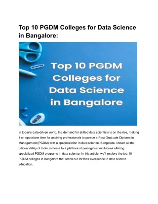 Top 10 PGDM Colleges for Data Science in Bangalore