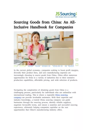 Sourcing Goods from China: An All-Inclusive Handbook for Companies