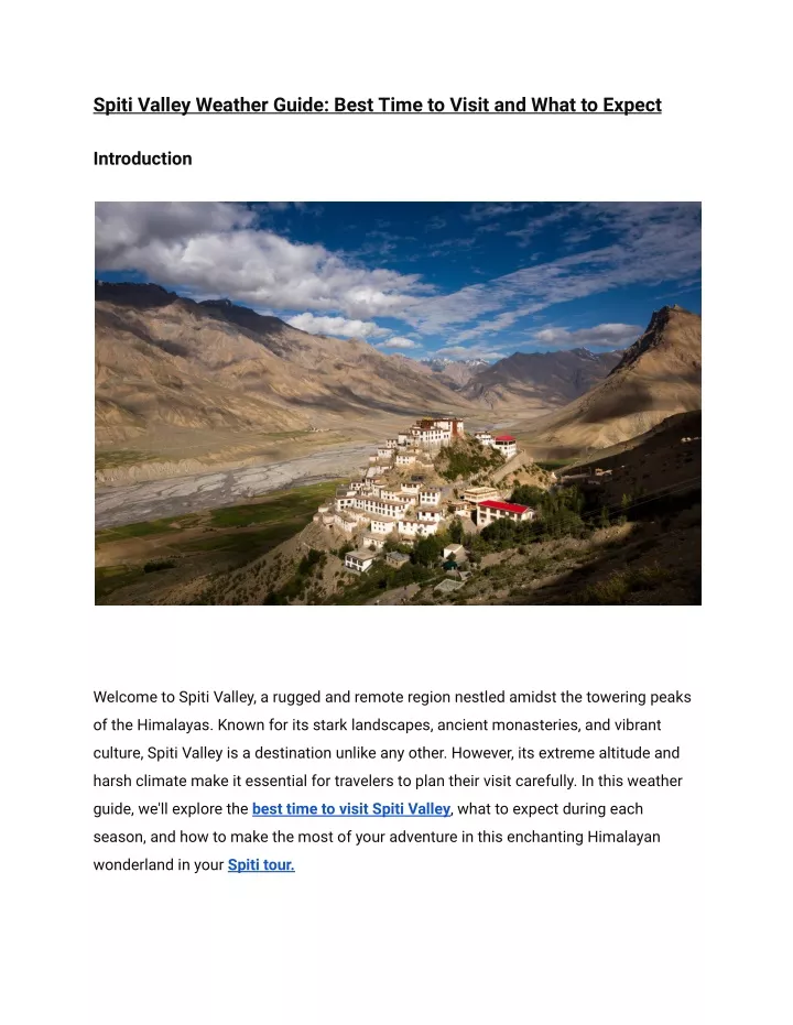 spiti valley weather guide best time to visit