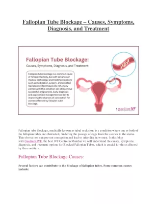 Fallopian Tube Blockage – Causes, Symptoms, Diagnosis, and Treatment