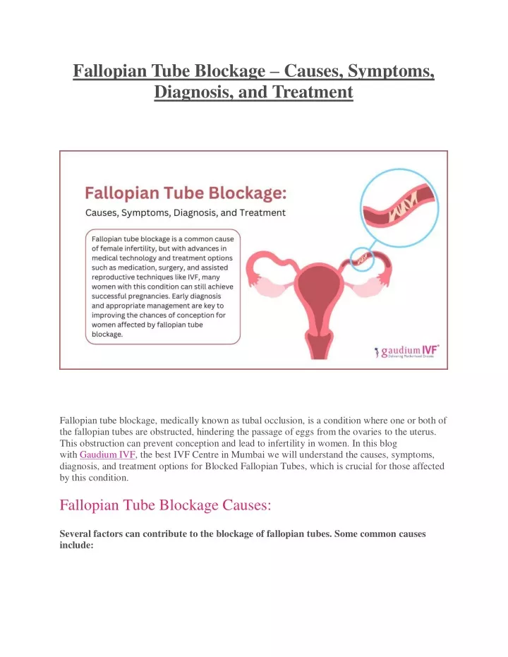 fallopian tube blockage causes symptoms diagnosis