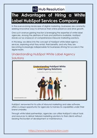 The Advantages of Hiring a White Label HubSpot Services Company