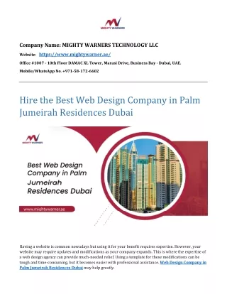 Web Design Company in Palm Jumeirah Residences Dubai