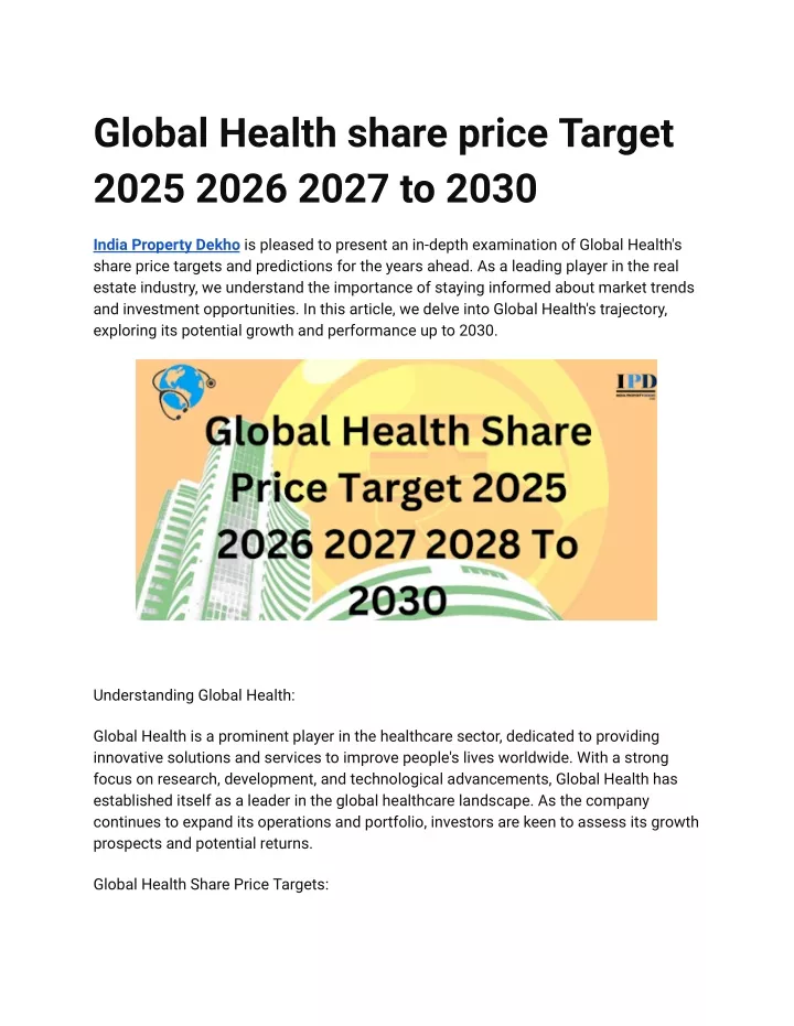 global health share price target 2025 2026 2027