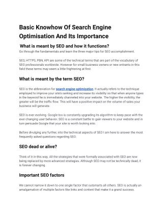 Basic Knowhow Of Search Engine Optimisation And Its Importance (2)