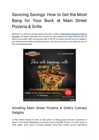 Main street pizzeria & grille