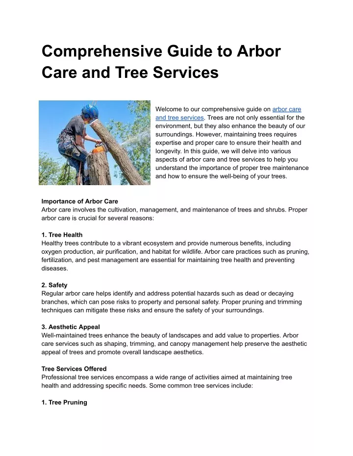 comprehensive guide to arbor care and tree