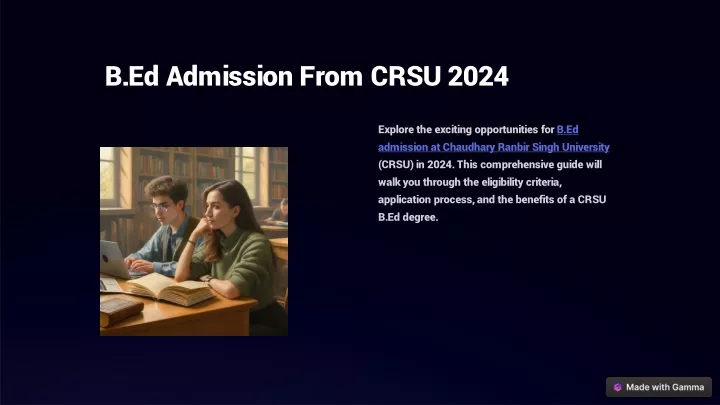 b ed admission from crsu 2024