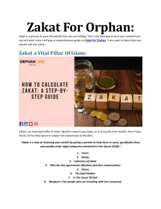 Zakat For Orphan