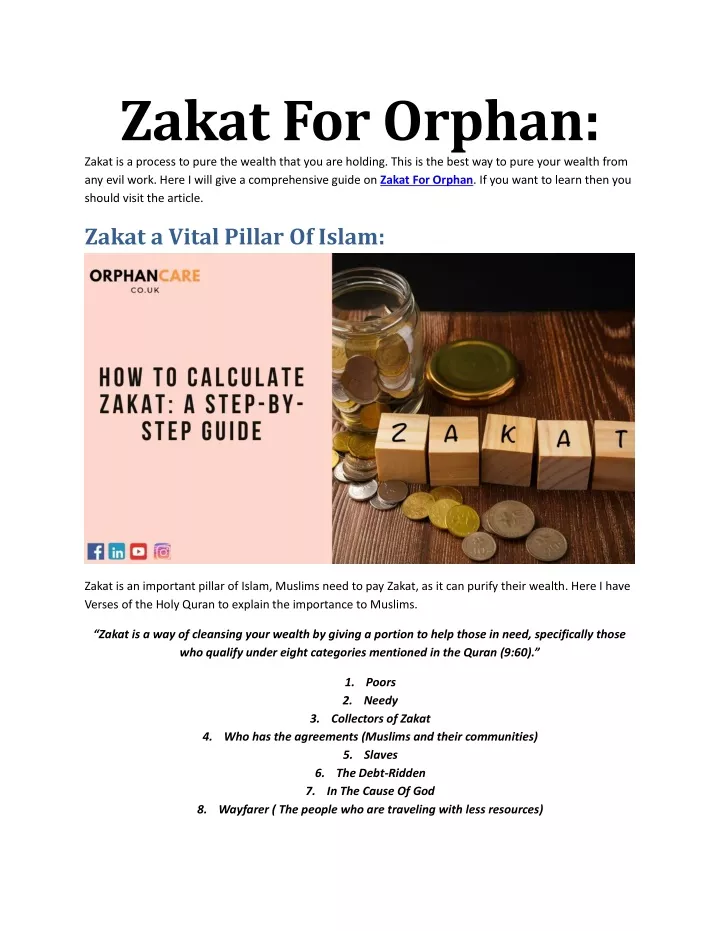zakat for orphan zakat is a process to pure