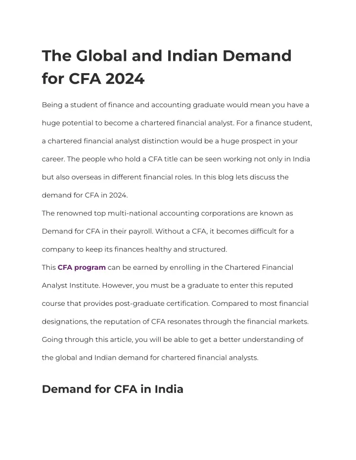 the global and indian demand for cfa 2024