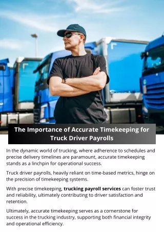 The Importance of Accurate Timekeeping for Truck Driver Payrolls