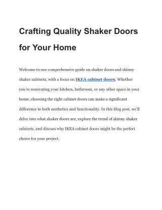 Shaker Doors: Tradition Meets Modernity