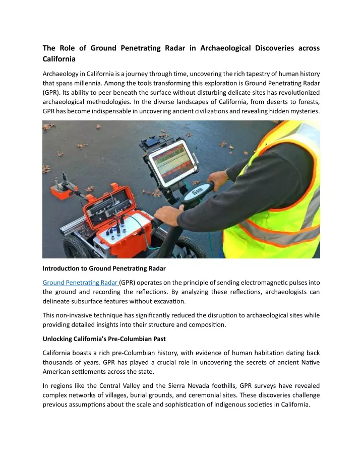 the role of ground penetrating radar