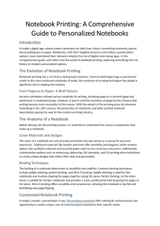 Notebook Printing: A Comprehensive Guide to Personalized Notebooks