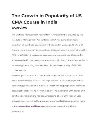 Popularity of US CMA Course in India _ Zell Education