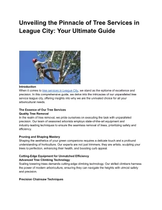 Unveiling the Pinnacle of Tree Services in League City_ Your Ultimate Guide