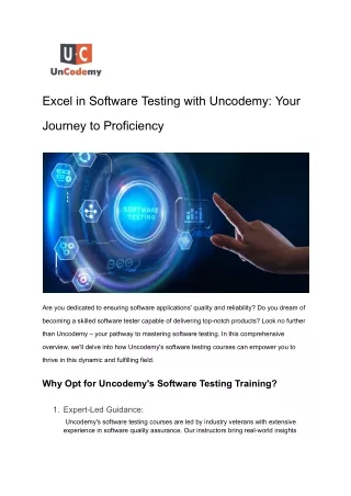 Excel in Software Testing with Uncodemy: Your Journey to Proficiency