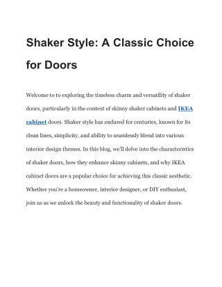 Shaker Style_ A Classic Choice for Doors