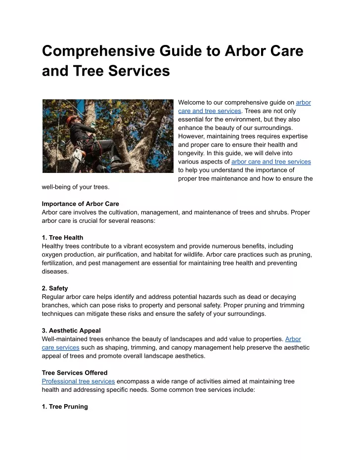 comprehensive guide to arbor care and tree