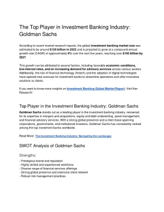 Investment Banking Industry Analysis