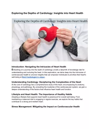 Exploring the Depths of Cardiology_ Insights into Heart Health