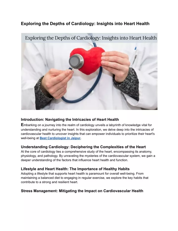 exploring the depths of cardiology insights into