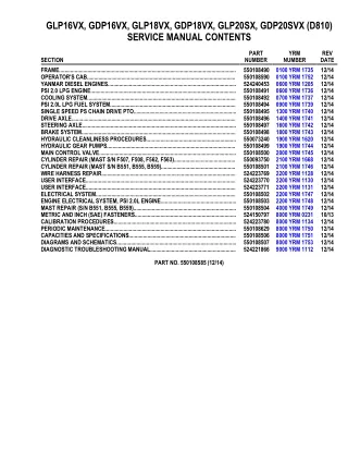 YALE D810 GDP16VX LIFT TRUCK (EUROPE) Service Repair Manual