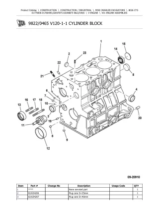 JCB 8026 CTS Mini Crawler Excavator Parts Catalogue Manual (Serial Number 02097875-02098875)