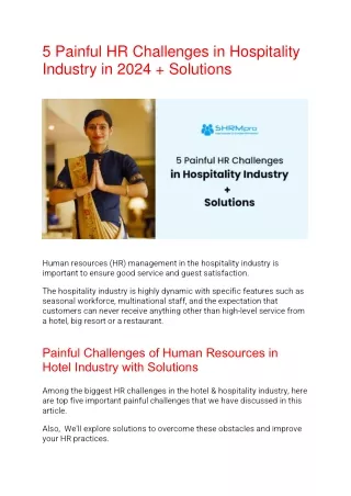 5 Painful HR Challenges in Hospitality Industry in 2024