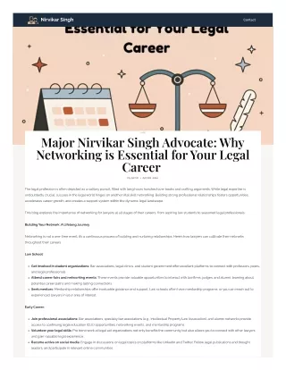 Major Nirvikar Singh Advocate: Why Networking is Essential for Your Legal Career