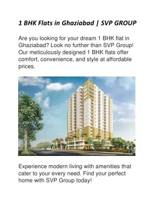 1 BHK Flats in Ghaziabad | SVP GROUP