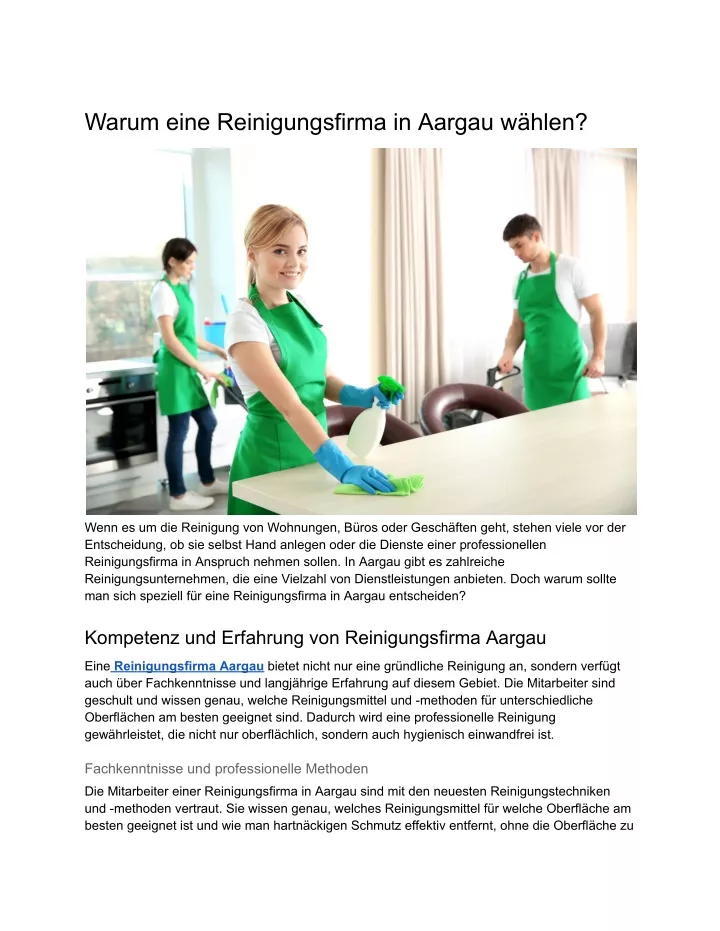 warum eine reinigungsfirma in aargau w hlen