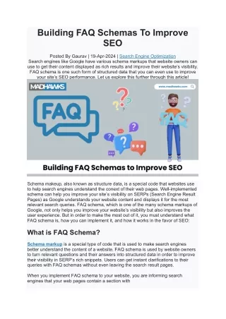 Building FAQ Schemas To Improve SEO