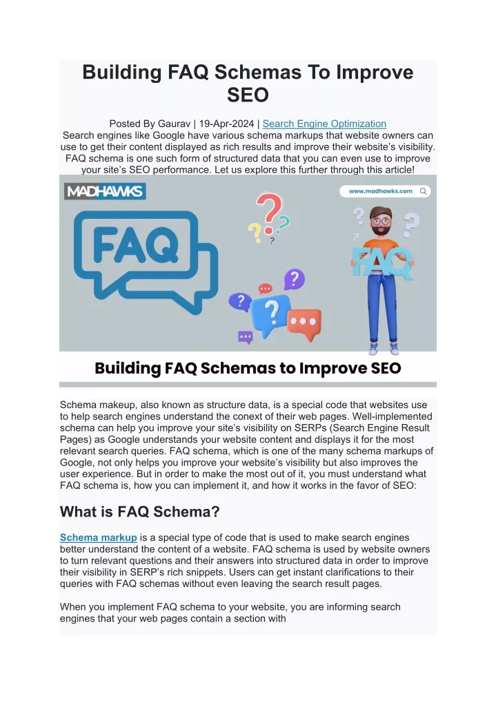 building faq schemas to improve seo