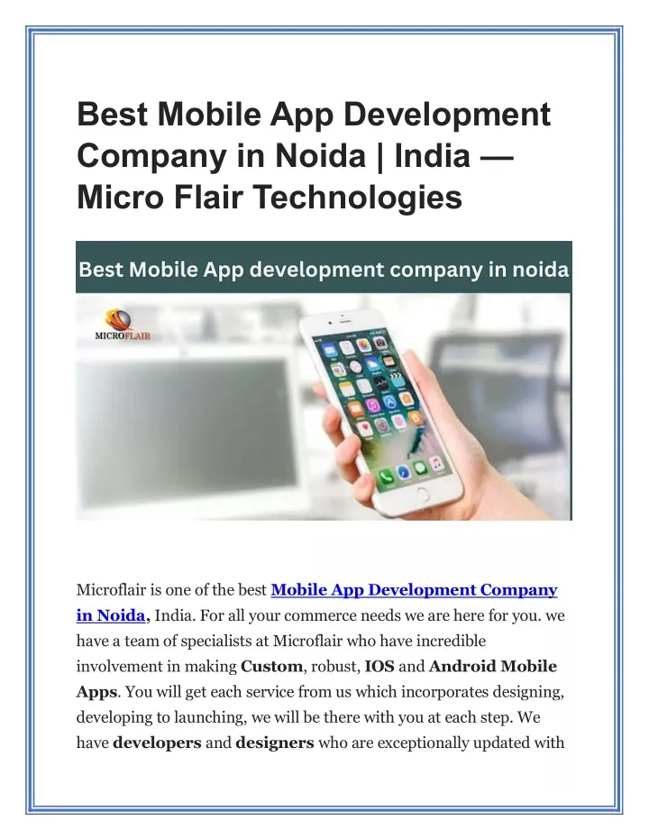best mobile app development company in noida