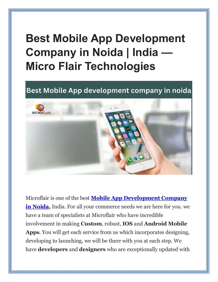 Ppt - Best Mobile App Development Company In Noida 