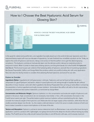 How Do I Select the Perfect Hyaluronic Acid Serum for Radiant Skin?