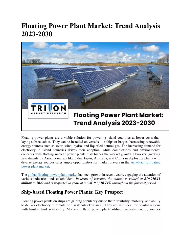 floating power plant market trend analysis 2023