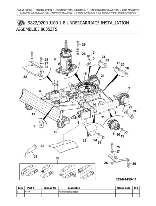 JCB 8035 ZTS (ORFS) Mini Crawler Excavator Parts Catalogue Manual (Serial Number 02022000-02022999)