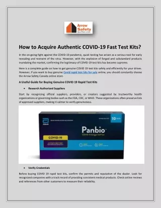 How to Acquire Authentic COVID-19 Fast Test Kits?