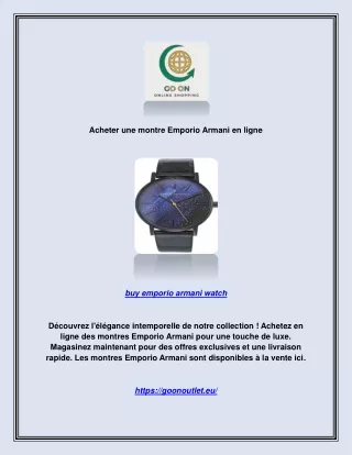 Acheter une montre Emporio Armani en ligne