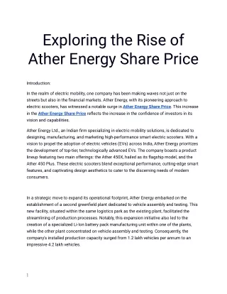 exploring the rise of ather energy share price