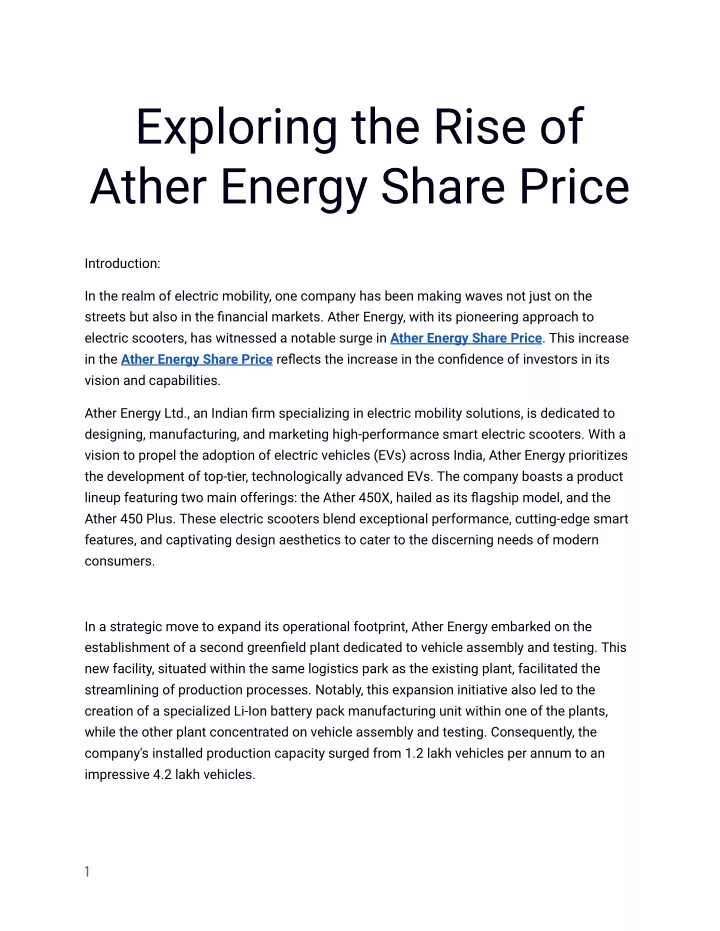 exploring the rise of ather energy share price